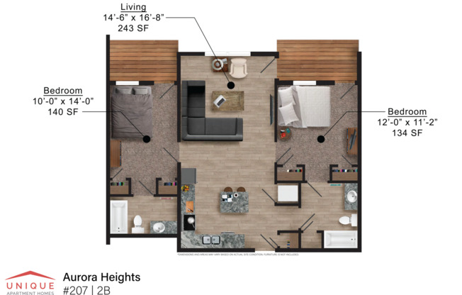 2 beds, 2 baths, 940 sqft, $1,420, Unit 210