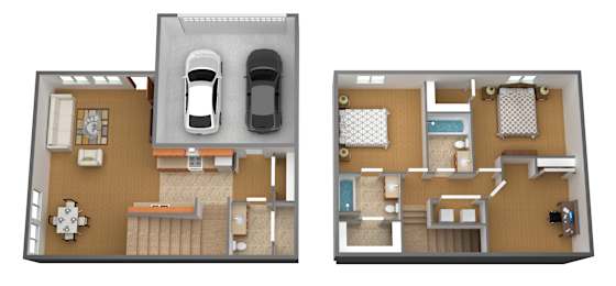 2 beds, 2.5 baths, 1,330 sqft, $1,460