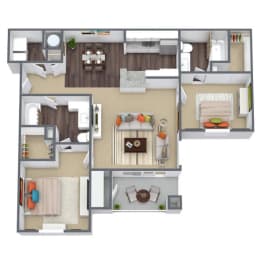 2 beds, 2 baths, 1,067 sqft, $1,490