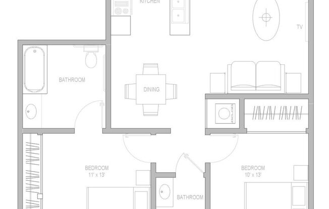 2 beds, 2 baths, 895 sqft, $2,695, Unit 205