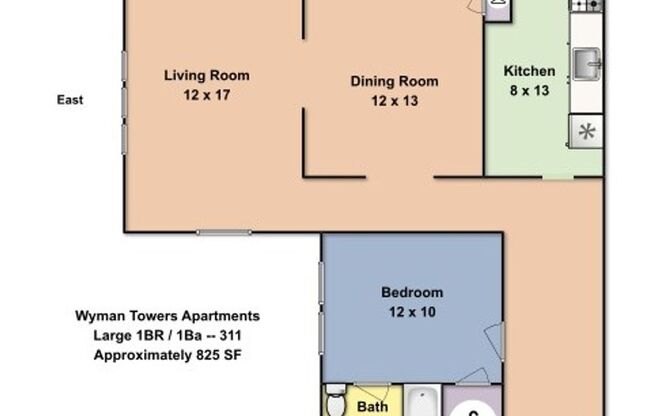 1 bed, 1 bath, 550 sqft, $1,600, Unit 311