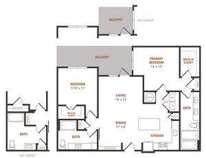 2 beds, 2 baths, 1,236 sqft, $2,430
