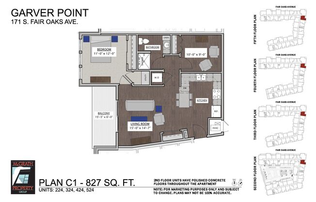 2 beds, 1 bath, 827 sqft, $2,225, Unit 224