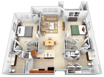 2 beds, 2 baths, 1,104 sqft, $1,540