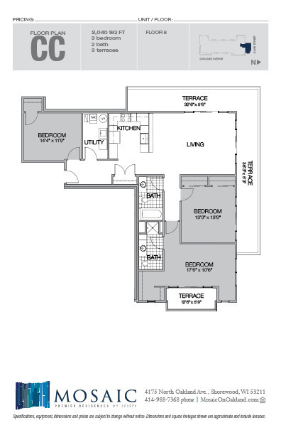 3 beds, 2 baths, 2,040 sqft, $3,995, Unit 603