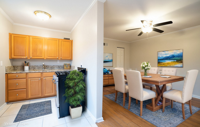 Dining area staged