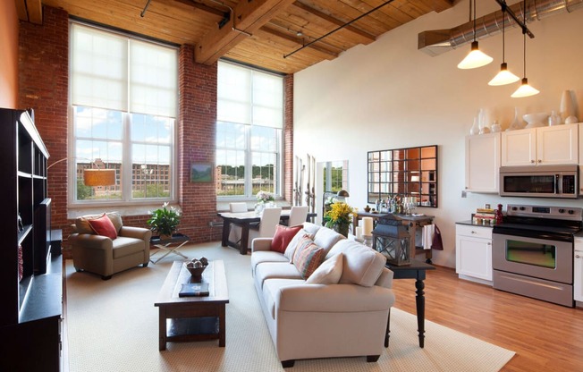 Model Living Room at Riverwalk Apartments, Lawrence