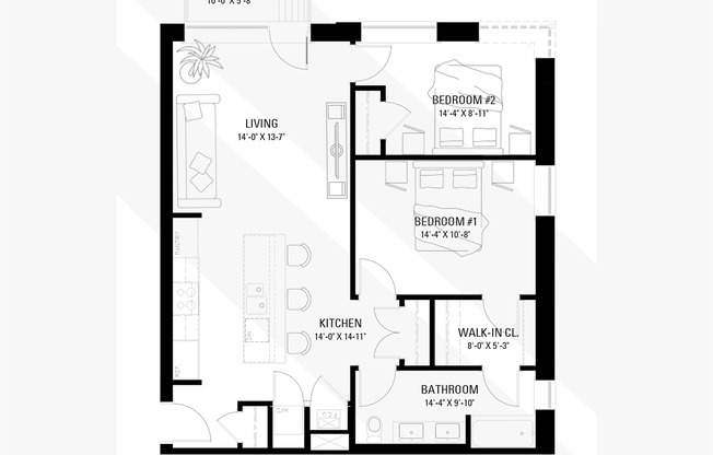 2 beds, 1 bath, 1,051 sqft, $3,250