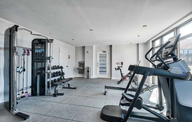 Free Weights And Cardio Equipment at Halstead Tower by Windsor, Alexandria, Virginia