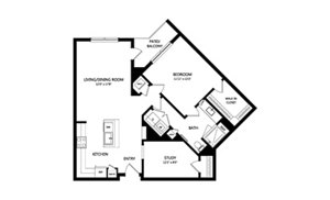 1 bed, 1 bath, 970 sqft, $2,593