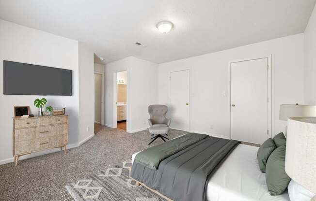 Large Bedroom with Overhead Lighting