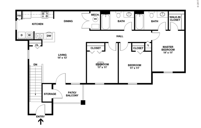 3 beds, 1 bath, 1,309 sqft, $1,170