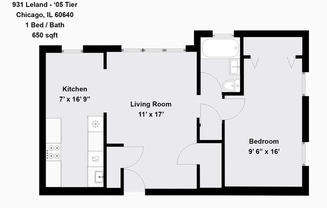 1 bed, 1 bath, 650 sqft, $1,795, Unit 931-205