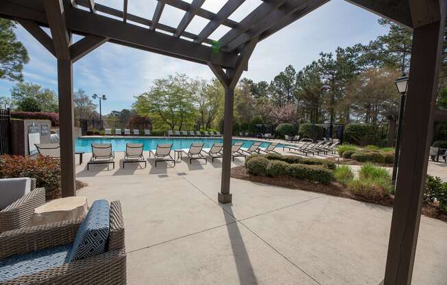 Wynnwood Vinings Atlanta resident resort style pool with TV lounge