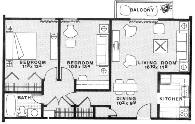 2 beds, 1 bath, 880 sqft, $1,188