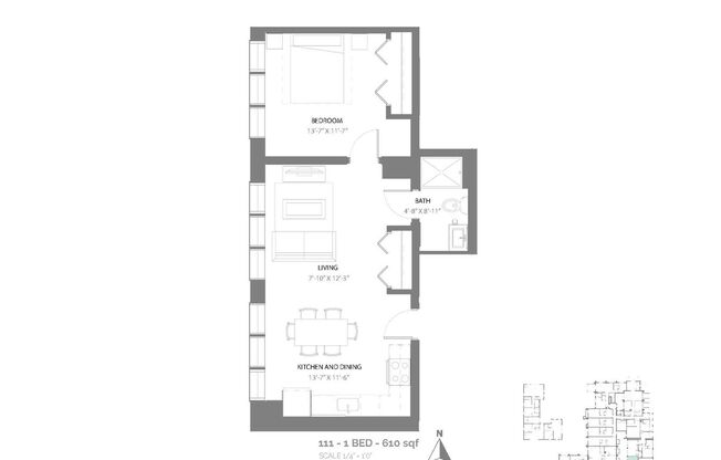 1 bed, 1 bath, 615 sqft, $1,600, Unit 3225-111A