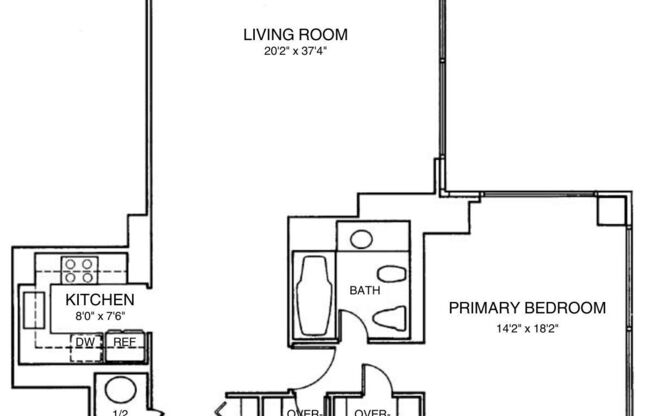 1 bed, 1.5 baths, 1,092 sqft, $9,000, Unit 40D