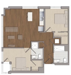 2 beds, 2 baths, 822 sqft, $2,076