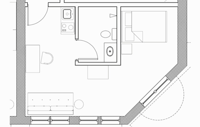 Studio, 1 bath, 379 sqft, $1,400, Unit 308