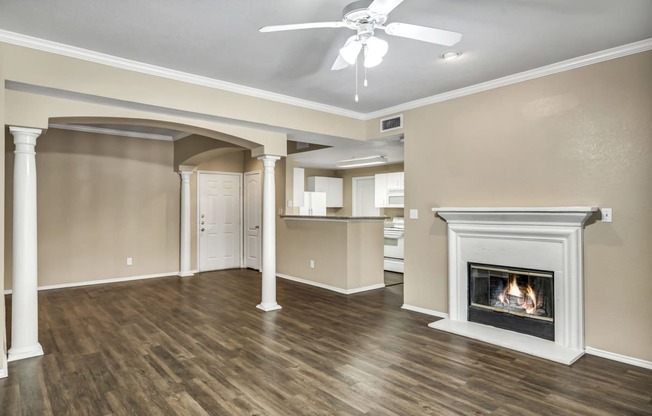 Living Room with Fireplace | River Stone Ranch