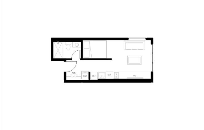 Studio, 1 bath, 347 sqft, $1,895, Unit Unit 8