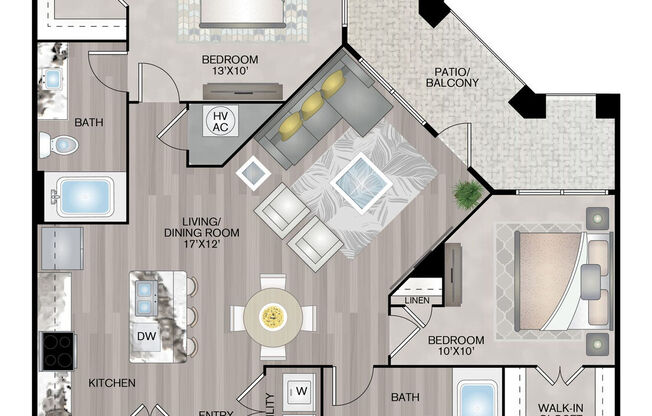 2 beds, 2 baths, 1,018 sqft, $1,548