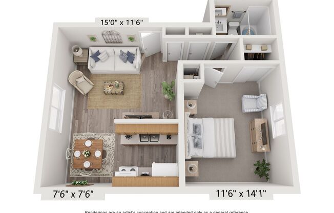 1 bed, 1 bath, 545 sqft, $699, Unit 1189 Frederick Drive