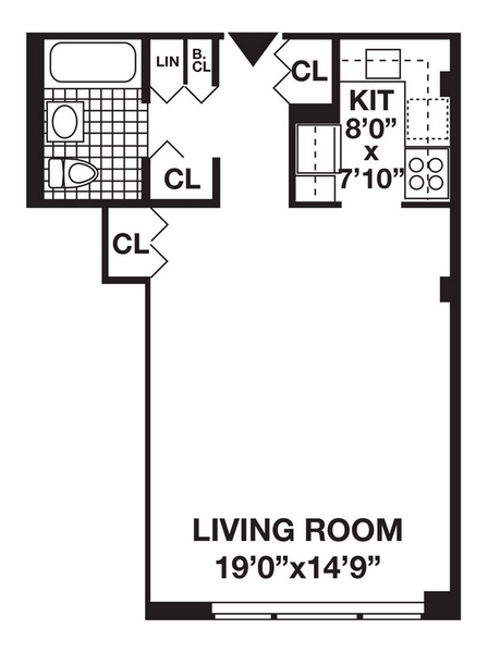 Studio, 1 bath, 483 sqft, $3,510, Unit 2H