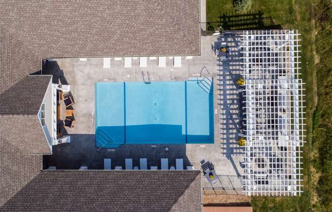 Aerial View Of The Swimming Pool & Sundeck Area