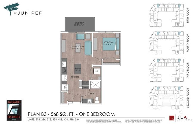 1 bed, 1 bath, 568 sqft, $1,580, Unit 218