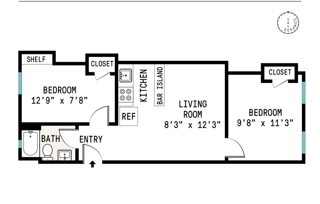 2 beds, 1 bath, $2,900, Unit 2L