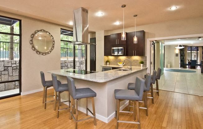 Community Kitchen with Bar and chairs