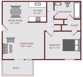 1 bed, 1 bath, 752 sqft, $899