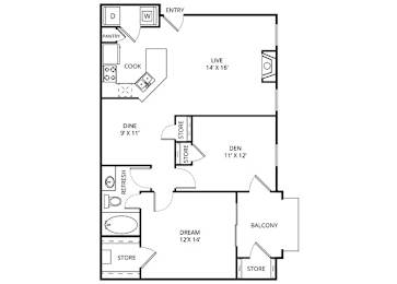 1 bed, 1 bath, 918 sqft, $1,289