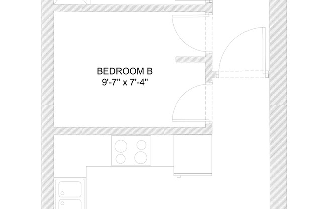 2 beds, 1 bath, 482 sqft, $895, Unit 107 BTB - A