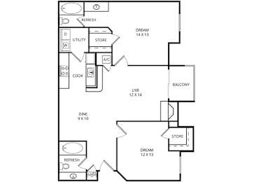 2 beds, 2 baths, 921 sqft, $1,059