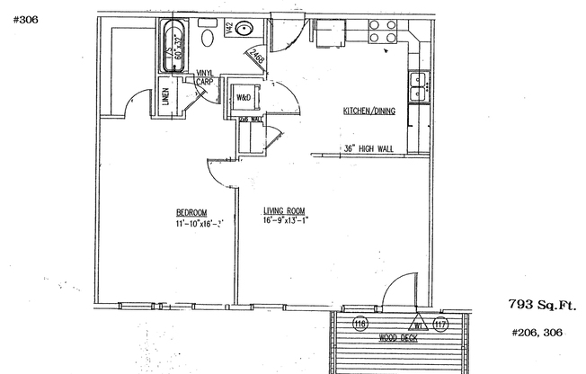 1 bed, 1 bath, 709 sqft, $975, Unit 306