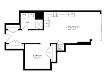 1 bed, 1 bath, 666 sqft, $2,067