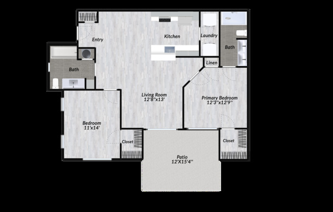 2 beds, 2 baths, 1,027 sqft, $1,800, Unit 2052