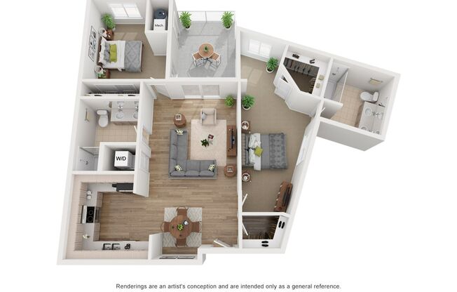 2 beds, 2 baths, 1,132 sqft, $3,400, Unit P1-225