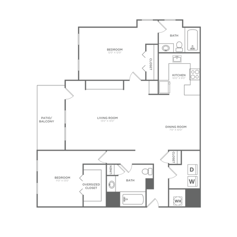 2 beds, 2 baths, 1,100 sqft, $1,565
