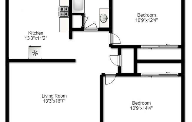 2 beds, 1 bath, 903 sqft, $1,290, Unit E-6