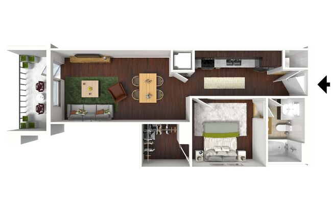 1 bed, 1 bath, 594 sqft, $1,224, Unit 731