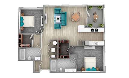2 beds, 2 baths, 1,095 sqft, $1,621