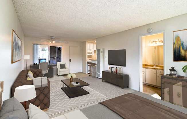 Studio layout at Moonraker Apartments