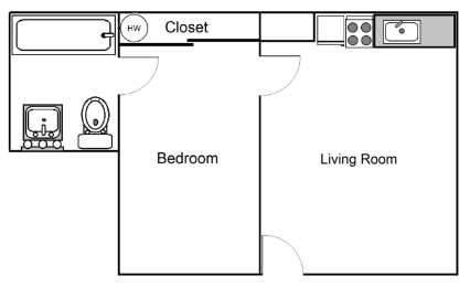 1 bed, 1 bath, 576 sqft, $1,129