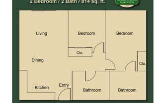 2 beds, 2 baths, 814 sqft, $1,100, Unit A204