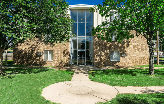 exterior of apartment building at fountains in the park