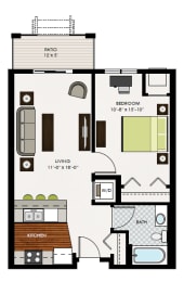 1 bed, 1 bath, 647 sqft, $1,525