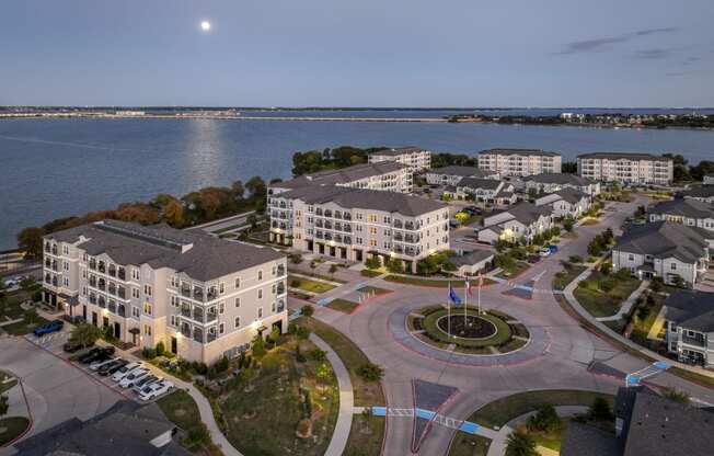 aerial view of Reveal on the Lake luxury apartments Rowlett, TX